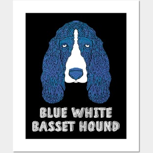 Blue and white basset hound Posters and Art